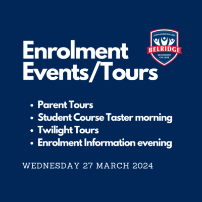 Enrolment Events - Tours, Tasters and Enrolment Information Evening